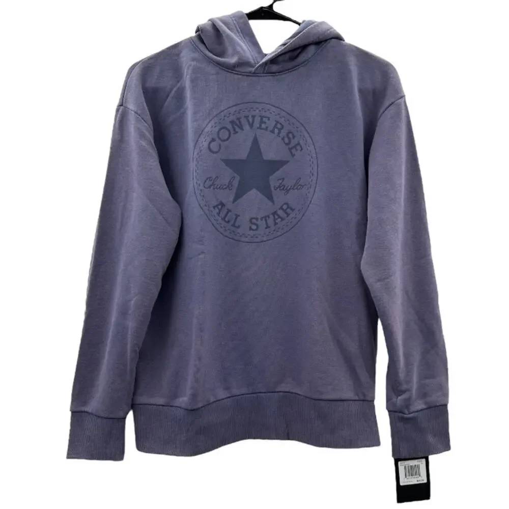 Converse Boy's Slate Purple Washed Long Sleeve Pullover Hoodie Sweatshirt Size L